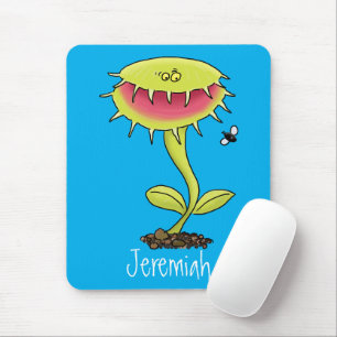 Funny carnivorous Venus fly trap plant cartoon Mouse Pad