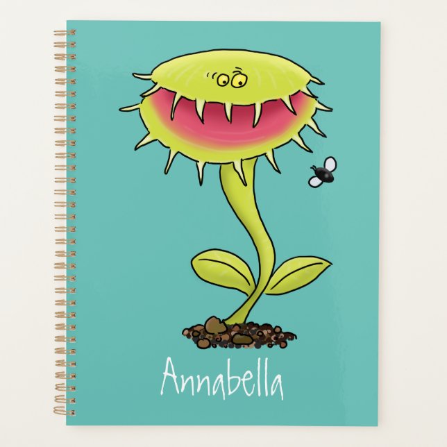Funny carnivorous Venus fly trap plant cartoon Planner (Front)