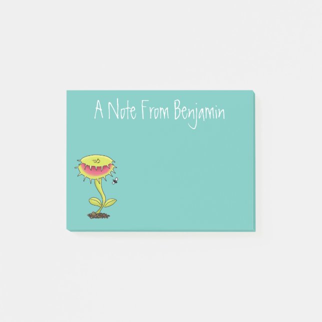 Funny carnivorous Venus fly trap plant cartoon Post-it Notes (Front)