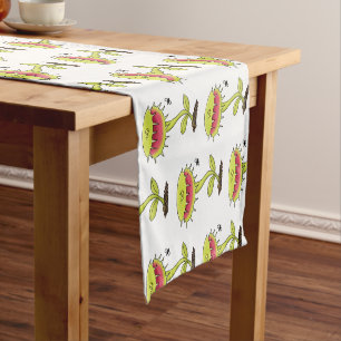 Funny carnivorous Venus fly trap plant cartoon Short Table Runner