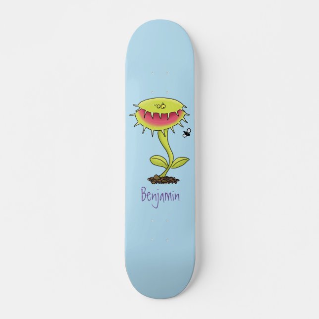 Funny carnivorous Venus fly trap plant cartoon Skateboard (Front)