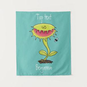 Funny carnivorous Venus fly trap plant cartoon Tapestry