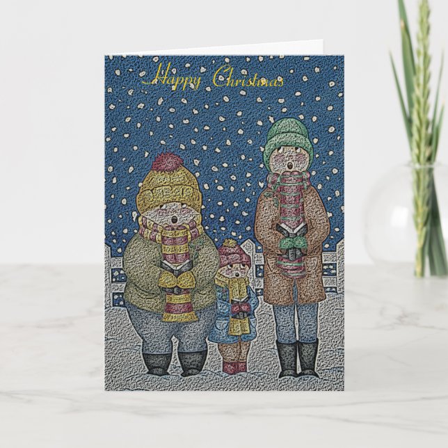 funny carol singers in the snow christmas holiday card (Front)