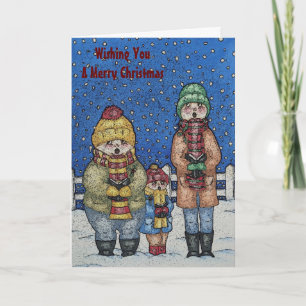 funny carol singers in the snow christmas holiday card