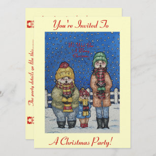 funny carol singers in the snow christmas invitation