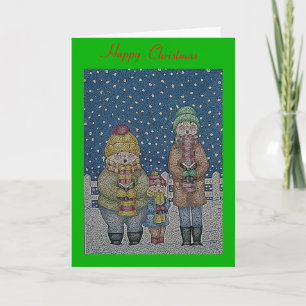 funny carol singers snow scene at christmas holiday card