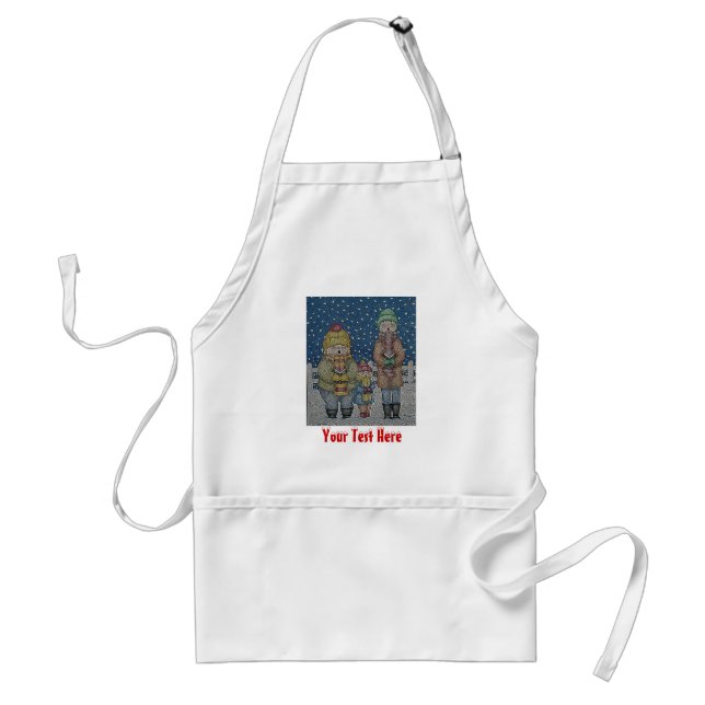 funny carol singers snow scene christmas design standard apron (Front)