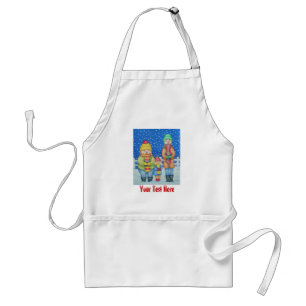 funny carol singers snow scene christmas design standard apron