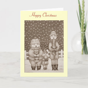 funny carol singers snow scene christmas holiday card