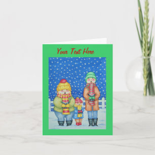 funny carol singers snow scene christmas holiday card