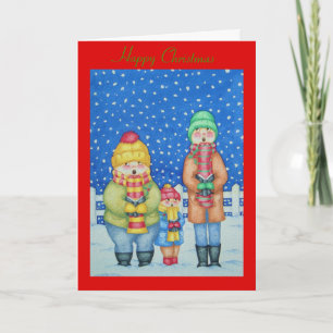 funny carol singers snow scene christmas holiday card