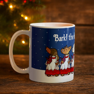 Funny Carol Singing Dogs Christmas Pug Pomeranian Coffee Mug