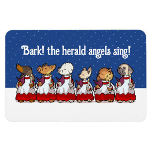 Funny Carol Singing Dogs Christmas Pug Pomeranian Magnet