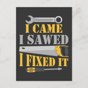Funny Carpenter Saw Handyman Workshop Tools Postcard
