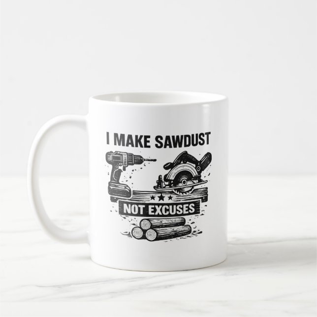 funny Carpenter Woodworker Gift for Dad Coffee Mug (Left)
