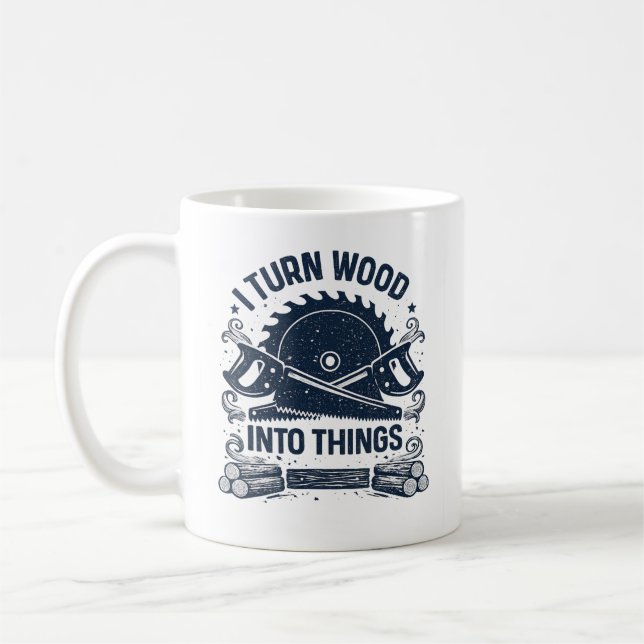 Funny Carpenter Woodworking Gift for Dad Coffee Mug (Left)