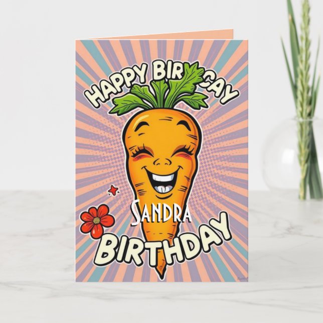 Funny Carrot  Happy Birthday  Card (Front)