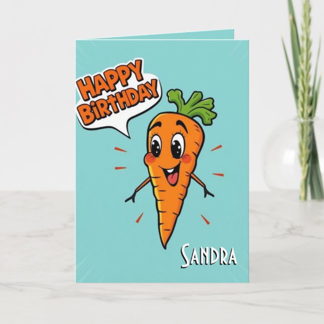 Funny Carrot  Happy Birthday  Card (Front)