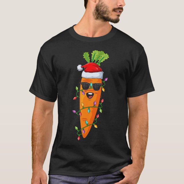 Funny Carrot Lover Xmas Santa Hat Carrot Christmas T-Shirt (Front)