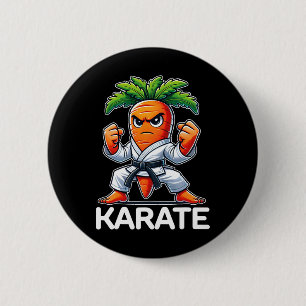 Funny Carrot Martial Arts Fighter Black Belt Karat 6 Cm Round Badge