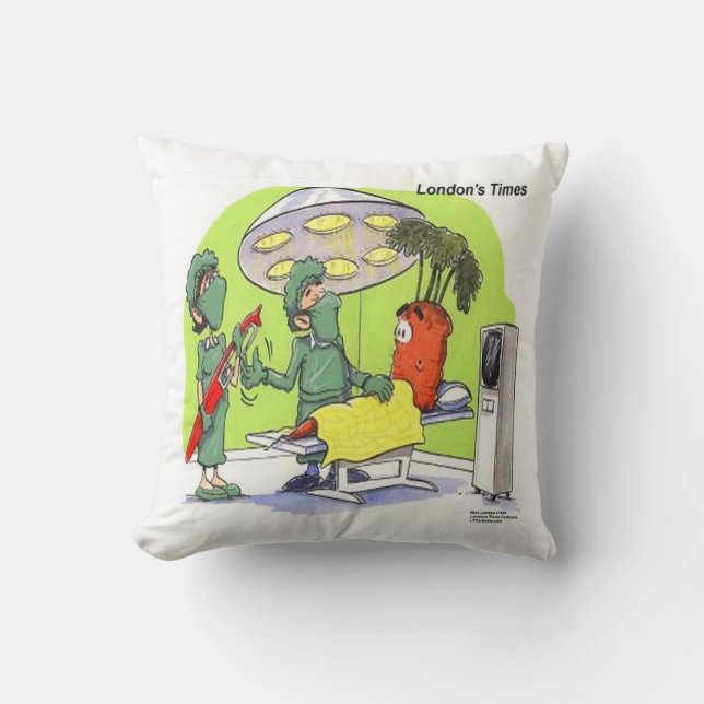 Funny Carrot Surgery Cotton Throw Pillow (Front)