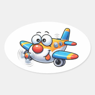 Funny Cartoon Airplane Character Sticker