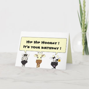 Funny cartoon animals kids birthday card