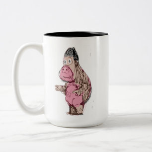 Funny Cartoon Ape & Monkey Sketch Two-Tone Coffee Mug