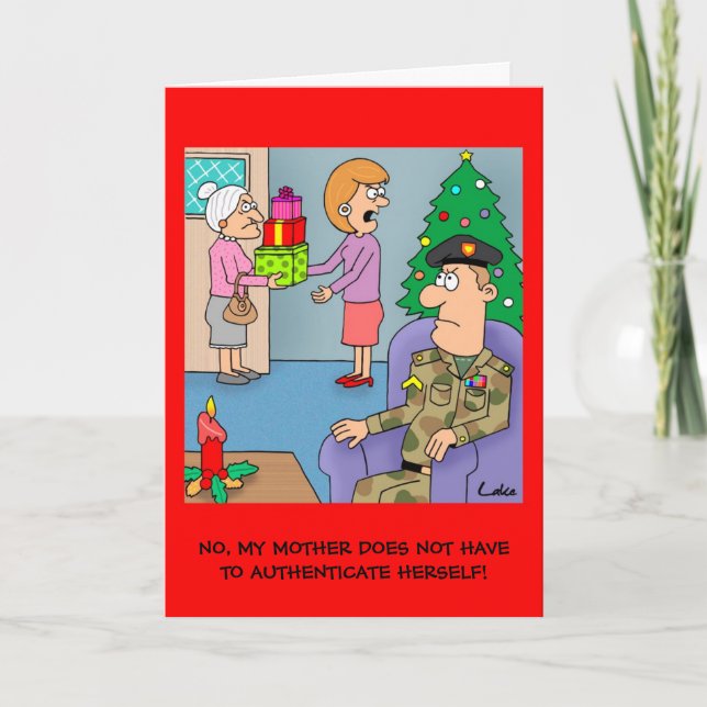 Funny cartoon Army Soldier Military Christmas card (Front)