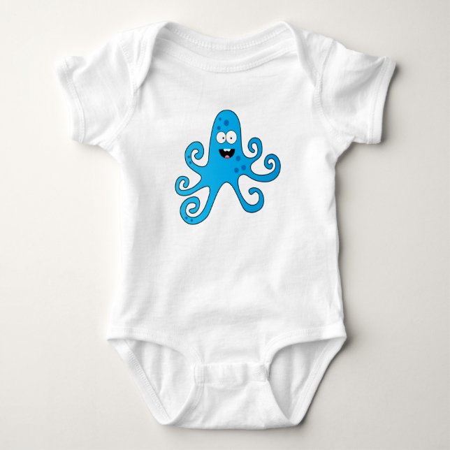 Funny cartoon baby boy octopus bodysuit (Front)