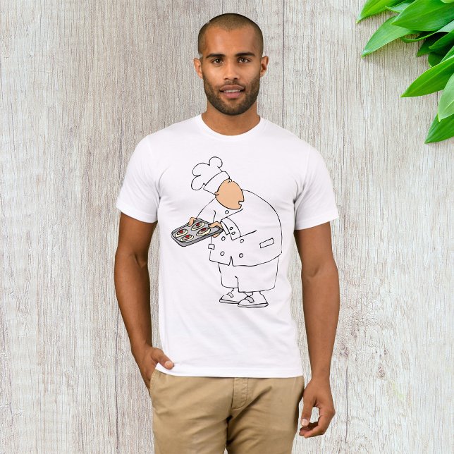 Funny Cartoon Baker Chef with Tray of Pastries T-Shirt (Creator Uploaded)