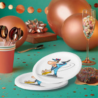 Funny Cartoon Baseball Pitcher Throwing a Fastball