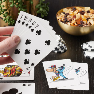 Funny Cartoon Baseball Pitcher Throwing a Fastball Playing Cards