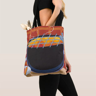 Funny Cartoon BBQ Grill with Tongs and Skewers Tote Bag