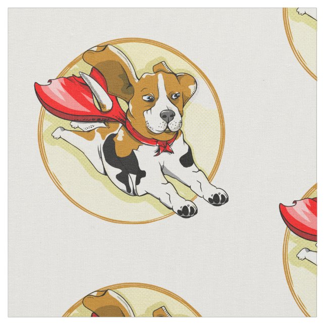 Funny cartoon beagle dog fabric (Close Up)