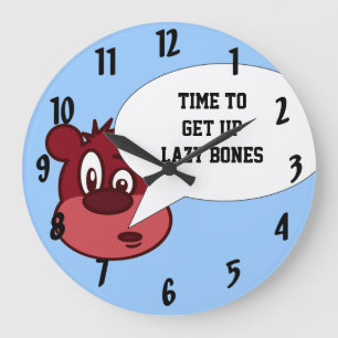 Funny cartoon bear & speech bubble large clock