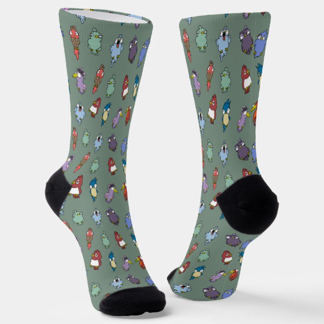 Funny Cartoon Bird Pattern Socks  (Angled)