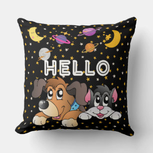 Funny cartoon black universe planet kids nursery cushion