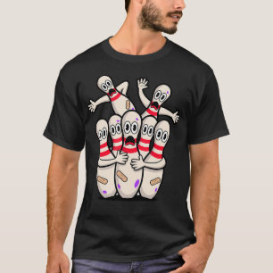 Funny Cartoon Bowling Pins Scared Faces Funny T-Shirt