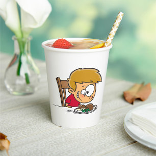 Funny Cartoon Boy Excited for Dinner  Paper Cups