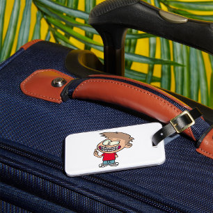 Funny Cartoon Boy with Braces Smile Luggage Tag