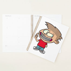 Funny Cartoon Boy with Braces Smile Planner
