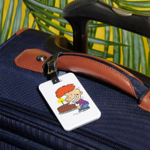 Funny Cartoon Boy with Chocolate Birthday Cake Luggage Tag
