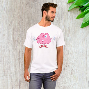 Funny Cartoon Brain Winking Character Thumbs Up T-Shirt