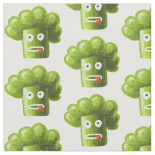 Funny Cartoon Broccoli Fabric