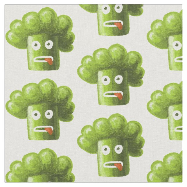 Funny Cartoon Broccoli Fabric (Close Up)