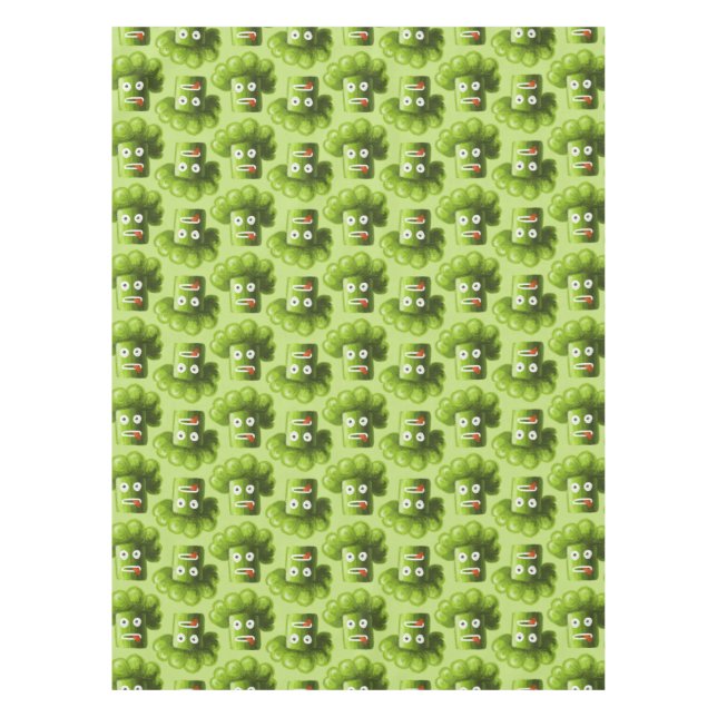 Funny Cartoon Broccoli Pattern Tablecloth (Front)