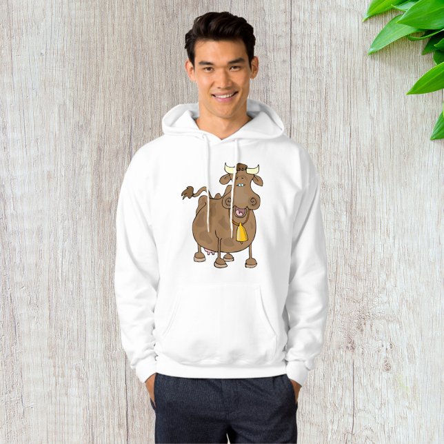 Funny Cartoon Brown Cow with Bell Farm Animal  Hoodie (Creator Uploaded)