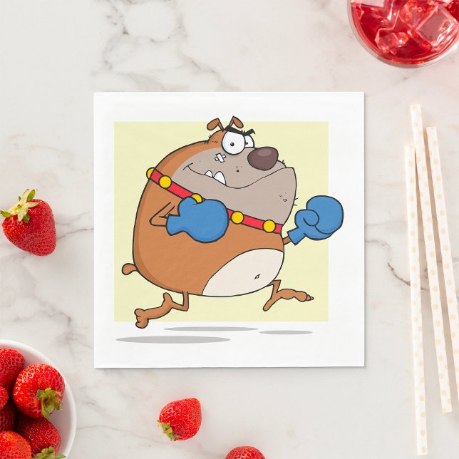 Funny Cartoon Bulldog Boxer Dog Napkin (Creator Uploaded)