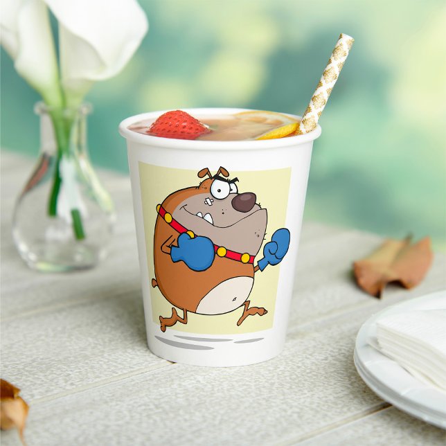 Funny Cartoon Bulldog Boxer Dog Paper Cups (Creator Uploaded)